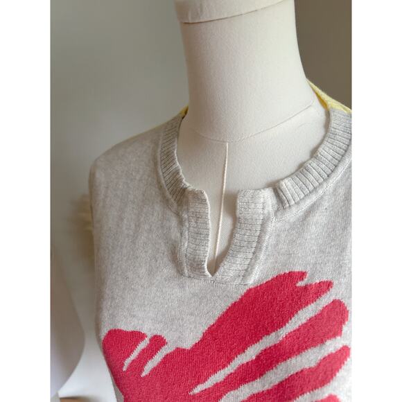 Lisa Todd Scribble Heart Sweater Size Small Crewneck Notch Neck Long Sleeve - Picture 4 of 10